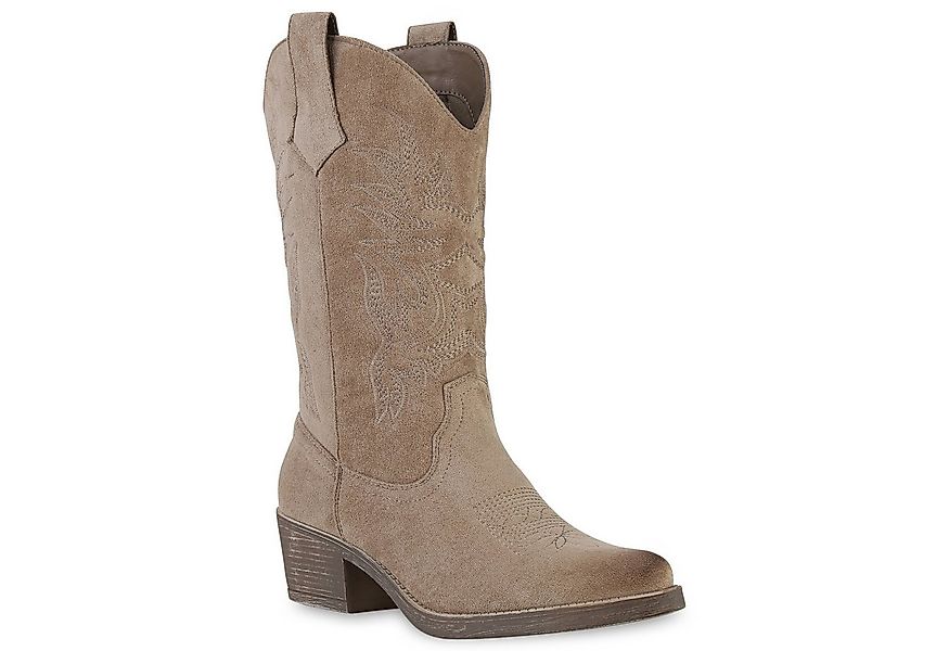 VAN HILL 840336 Cowboystiefel Damen Cowboystiefel Stiefel Stickereien Holzo günstig online kaufen