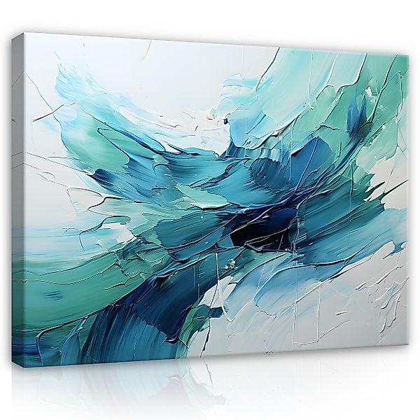 Wallarena Leinwandbild Abstrakt Blau Grau Wand günstig online kaufen