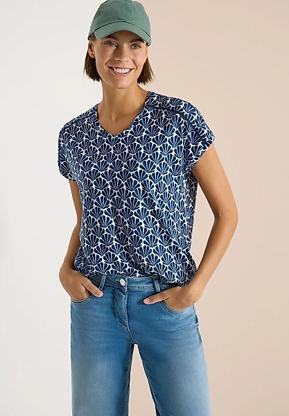 Cecil T-Shirt mit Modal und Spitzendetail, Alloverprint günstig online kaufen