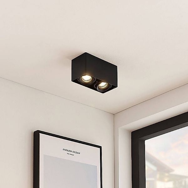 Arcchio Downlight Kubika, 19 cm, schwarz, 2-flg., Metall günstig online kaufen