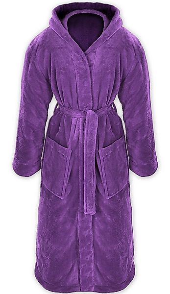 Gräfenstayn Unisex-Bademantel Bademantel Kapuze Flanell Fleece, XXXL Lila, günstig online kaufen