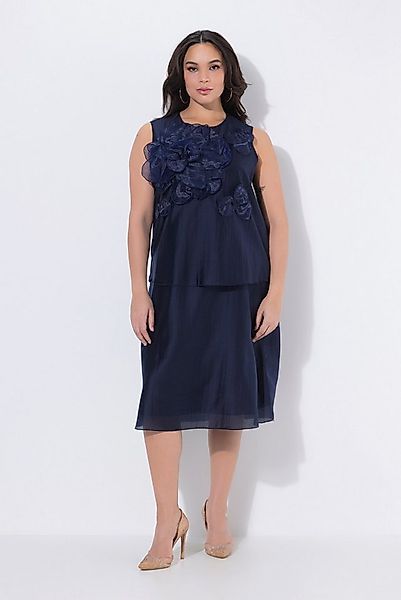 Ulla Popken Midikleid Chiffon-Midikleid Blüten-Applikation Rundhals günstig online kaufen