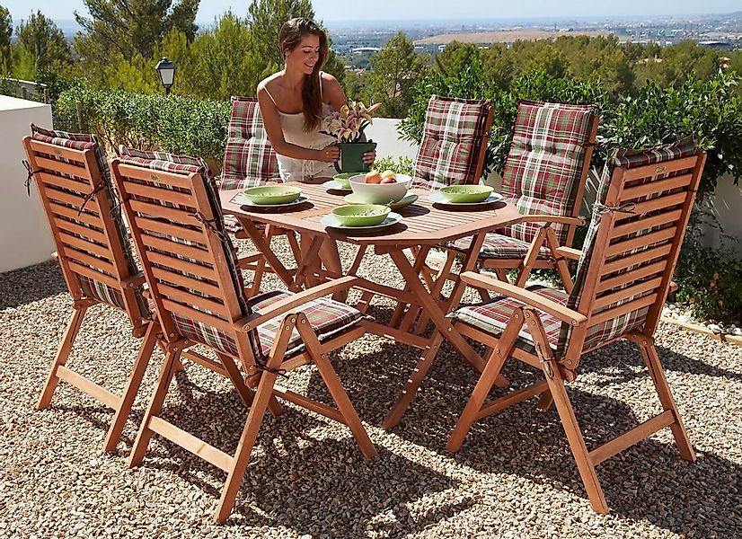 MERXX Garten-Essgruppe Borkum, TOPSELLER!, (13-tlg., 6x Sessel, inkl. Sitz- günstig online kaufen