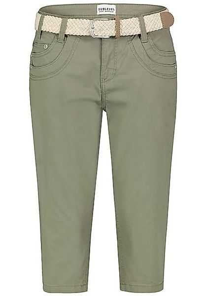 SUBLEVEL Bermudas - mit geflochtenem Gürtel, Größe M Twill Capri Shorts günstig online kaufen