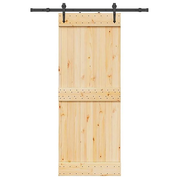 vidaXL Schiebetür mit Beschlag 80x210 cm Massivholz Kiefer 3332689 günstig online kaufen