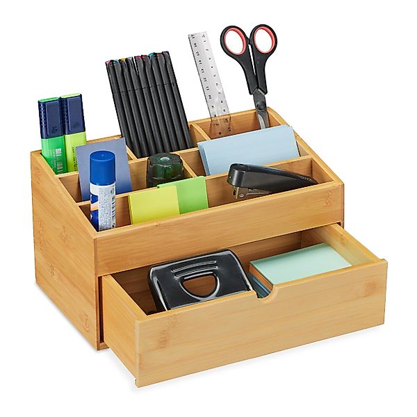 relaxdays Schreibtischaufsatz Schreibtisch Organizer Bambus günstig online kaufen