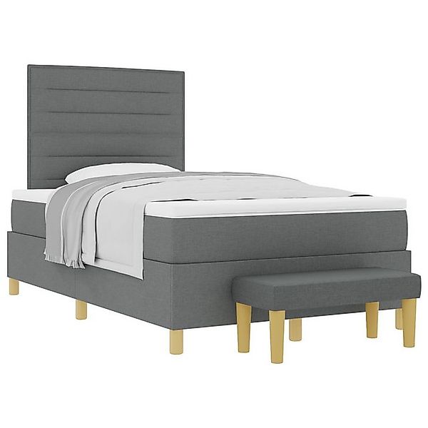 vidaXL Bett Boxspringbett mit Matratze & Bank Dunkelgrau 120x190 cm Stoff ( günstig online kaufen