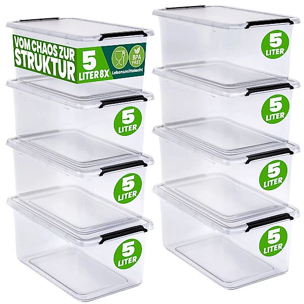 Aufbewahrungsbox Transparent 8er-Set 30x20x12cm 5L günstig online kaufen
