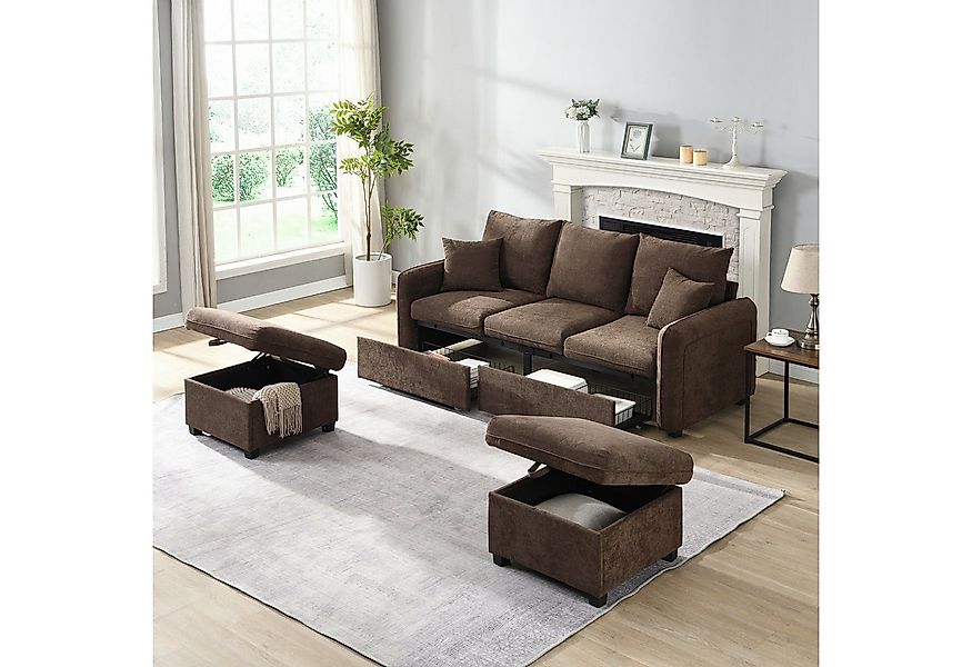 Merax Ecksofa U-förmiges Schlafsofa mit Staufunktion, Tagesbett Sofa Wohnzi günstig online kaufen