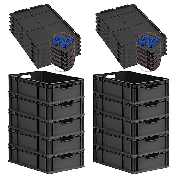 PROREGAL SparSet 10x Eurobox Nextgen Grip Mit Auflagedeckel Und Blauen Vers günstig online kaufen