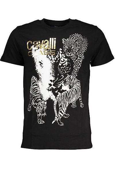 Cavalli Class T-Shirt Stylisches Herren Kurzarm-T-Shirt Schwarz mit Druck günstig online kaufen