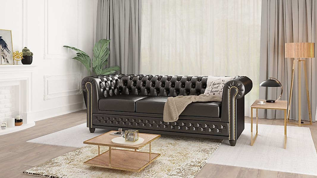 S-Style Möbel Chesterfield-Sofa Jeff 3-Sitzer aus günstig online kaufen