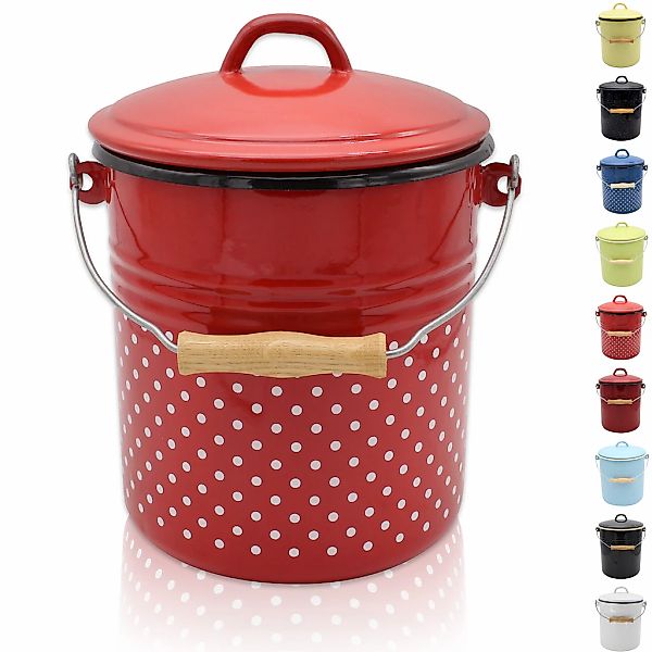 Krüger Mülleimer "Emaille-Eimer mit Deckel Serie Rio" schnitt- / kratzfeste günstig online kaufen