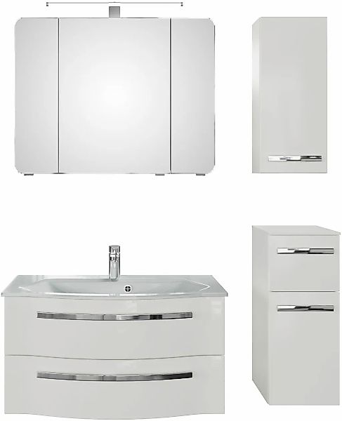 Saphir Badmöbel-Set "Serie 4005, vormontiert, Glaswaschbecken, Spiegelschra günstig online kaufen