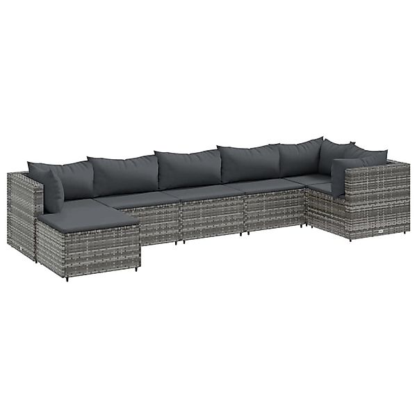 vidaXL 7-tlg Garten-Lounge-Set mit Kissen Grau Poly Rattan Modell 83 günstig online kaufen