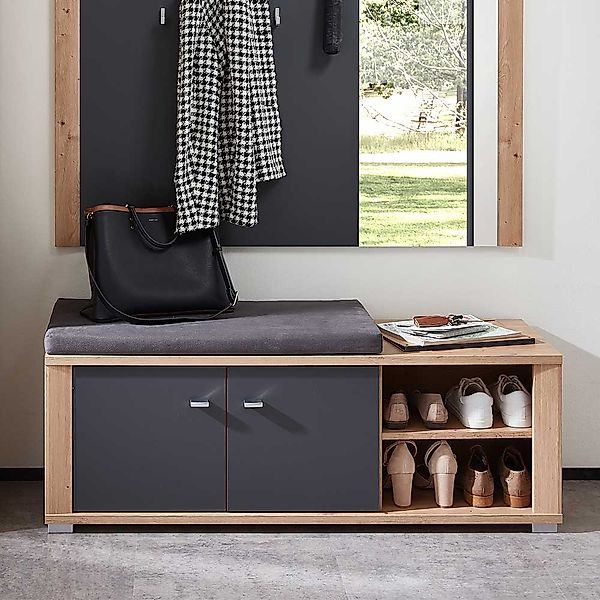 Garderoben Sitzbank in modernem Design einer Polsterauflage günstig online kaufen