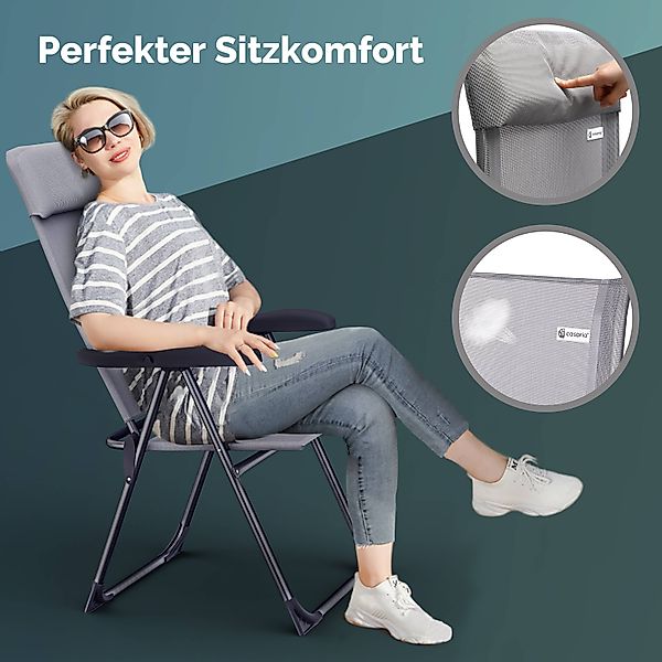 Gartenstuhl klappbar 2er-Set Grau Alu Hochlehner verstellbar günstig online kaufen
