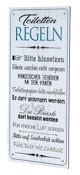 Levandeo® Wandbild, Wandbild 20x40cm Toilettenregeln Bad Spruch Deko Wandsc günstig online kaufen