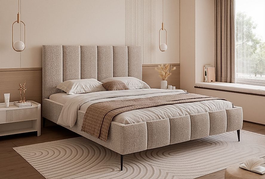 Goldstoff Polsterbett Elegantes Bett mit hohem günstig online kaufen