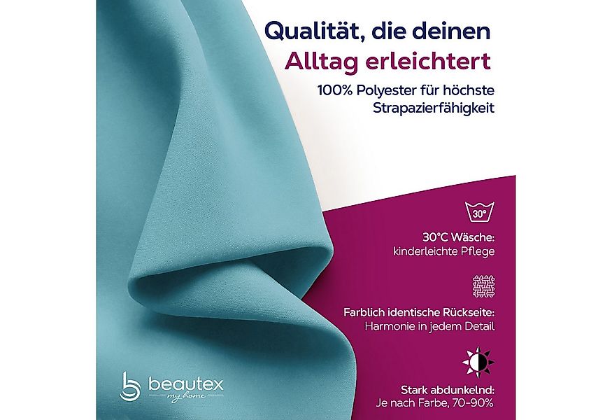 Beautex Verdunkelungsvorhang 2er Set Verdunkelungsgardine mit U-Band, Black günstig online kaufen