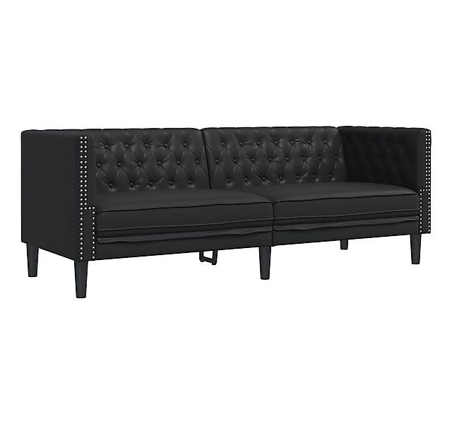 vidaXL Sofa Chesterfield-Sofa 3-Sitzer Schwarz Kunstleder günstig online kaufen