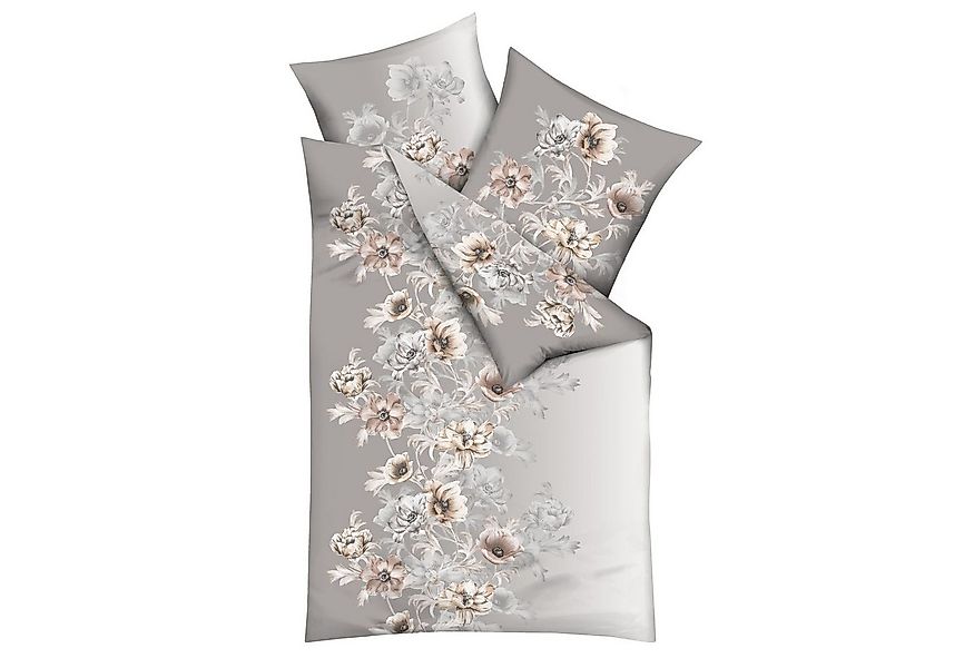 Kaeppel Bettwäsche 135x200cm Victoria Blumen Kiesel Grau, Microfaser, 2 tei günstig online kaufen