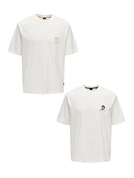 ONLY & SONS T-Shirt 2er-Set Kurzarm locker geschnitten Rundhals (2-tlg) ONS günstig online kaufen