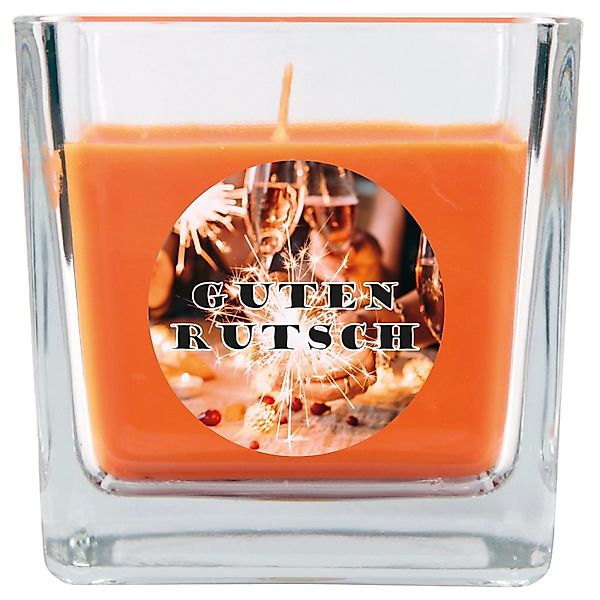 HS Candle Duftkerze & Glas Neujahr Orange Bonbon 50h günstig online kaufen