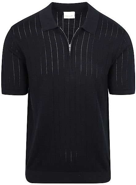 Profuomo Knitted Half Zip Poloshirt Dropneedle Navy - Größe M günstig online kaufen