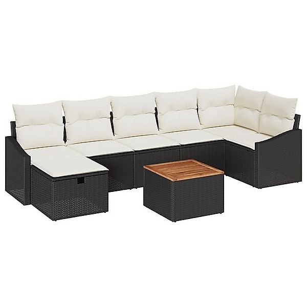 vidaXL Loungesofa 8-teiliges Garten Sofa Set mit Kissen in Schwarz aus Poly günstig online kaufen