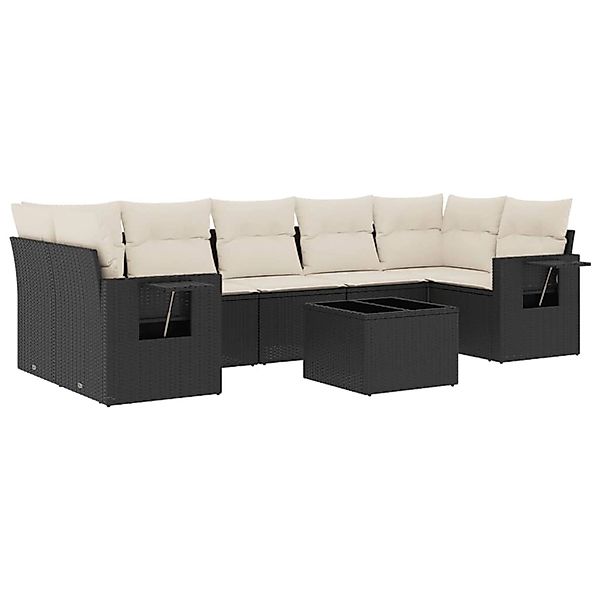 vidaXL 8-Tlg Garten-Sofagarnitur mit Kissen Schwarz Poly Rattan 3219935 günstig online kaufen