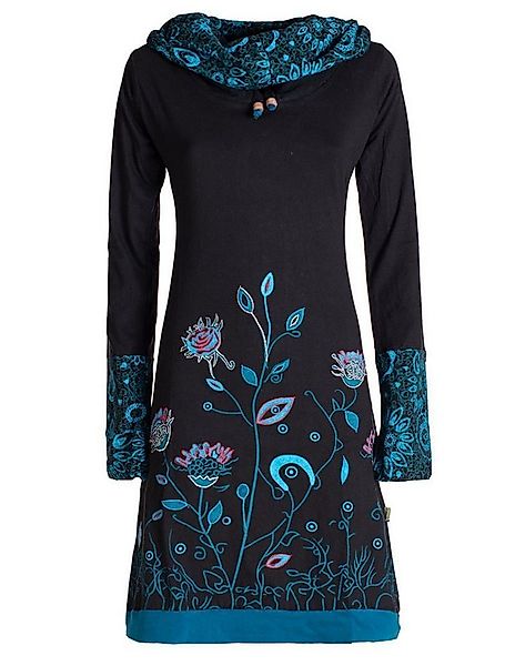 Vishes Jerseykleid Blumen-Kleid Langarm-Shirtkleid Schal-Kragen Baumwolle H günstig online kaufen
