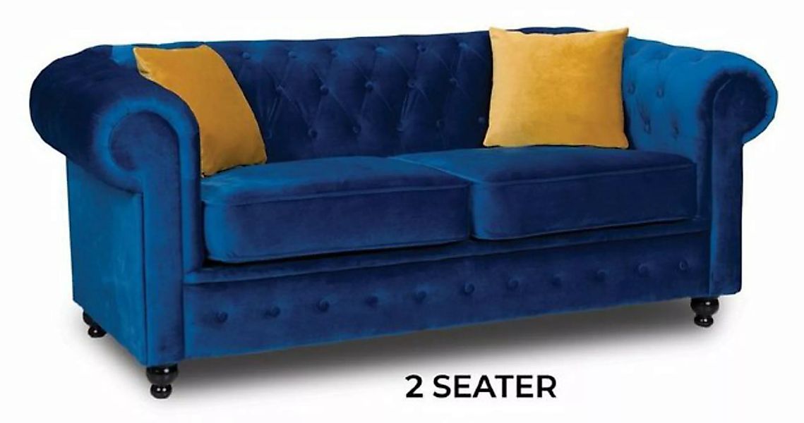 JVmoebel Sofa Blaues Wohnzimmer Chesterfield Sofa Zweisitzer Polstercouch M günstig online kaufen