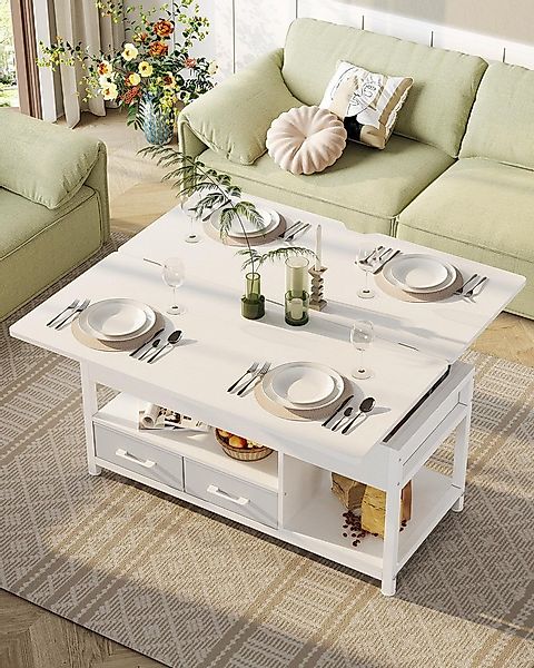 MSMASK Couchtisch 3-in-1-Multifunktions-Wohnzimmertisch mit 2 Schubladen, K günstig online kaufen