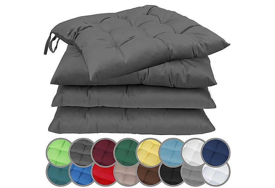 NatureMark Sitzkissen 4er-Set Stuhlkissen 40x40cm mit Bändern, Universal Si günstig online kaufen