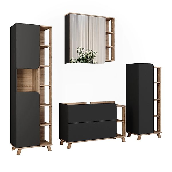 Vicco Badmöbel-Set Karen Sonoma/Anthrazit 4 Teile günstig online kaufen