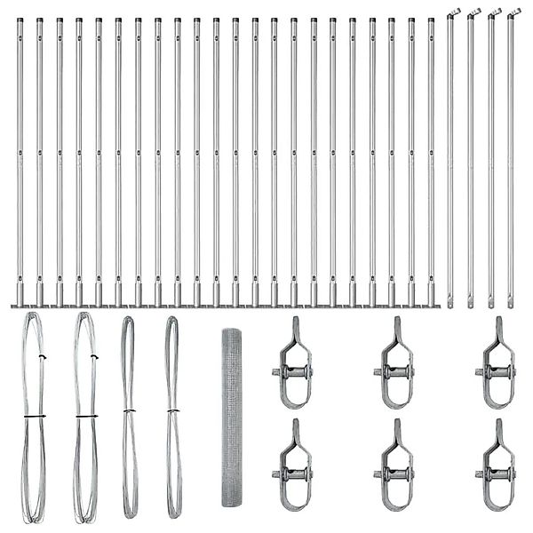 vidaXL Zaunpfosten Silber 50 x 1,2 m 12 x 12 mm Maschen Stahl 3352355 günstig online kaufen
