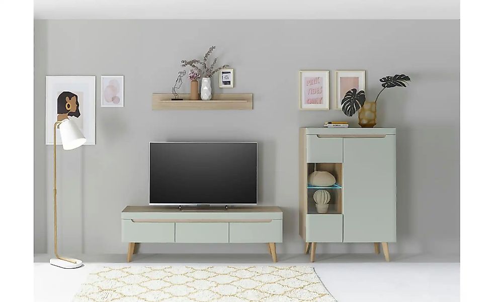 Wohnwand   ¦ grün ¦ Maße (cm): B: 270 H: 170 Kommoden & Sideboards > Wohnwä günstig online kaufen