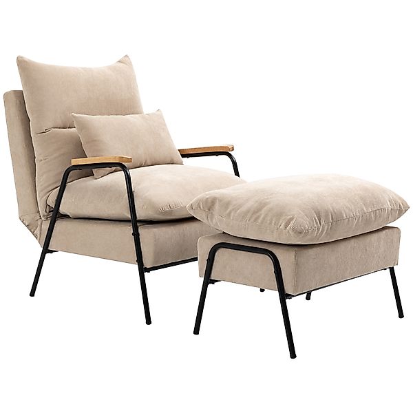 HOMCOM Relaxsessel mit Hocker Sessel mit Verstellbar Rückenlehne, Liegefunk günstig online kaufen