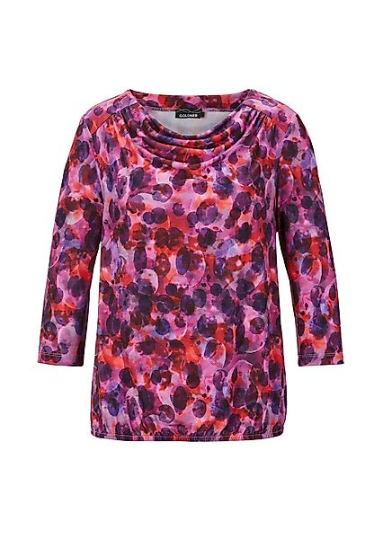 GOLDNER Print-Shirt "Kurzgröße Blusenshirt mit Wasserfallausschnitt" Gummib günstig online kaufen