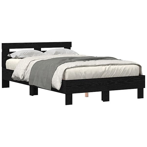 vidaXL Bett Massivbett Schwarze Eiche Massivholz 120 x 200 cm Langlebig günstig online kaufen