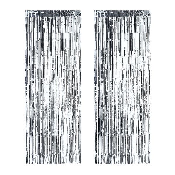 relaxdays Fadenvorhang Partyvorhänge 2er Set, Silber günstig online kaufen