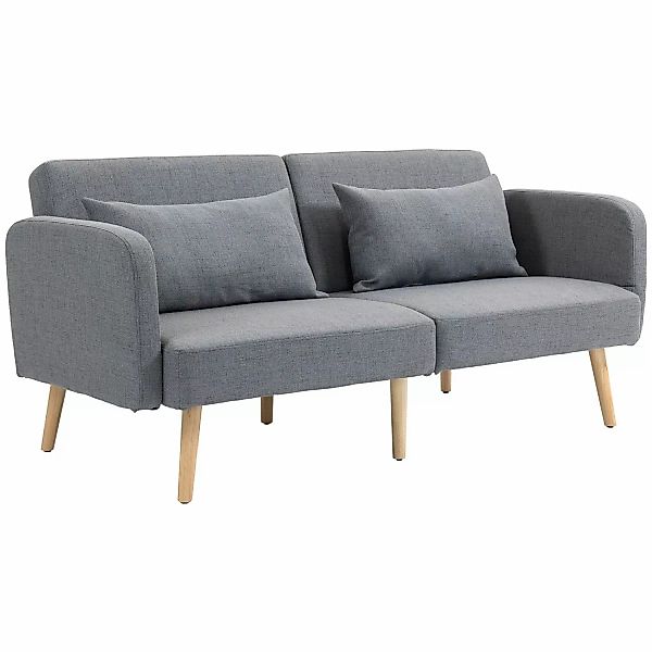 HOMCOM 2-Sitzer Klappbett mit Bettfunktion 2 Wurfkissen 170 x 83 x 80 cm günstig online kaufen