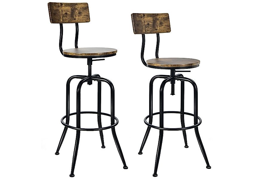 COSTWAY Barhocker (2er Set), drehbar & höhenverstellbar, abnehmbare Lehne günstig online kaufen