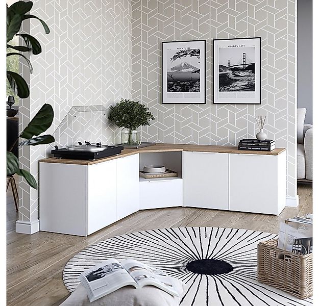 Vicco Wohnwand Wido, Weiß/Sonoma, 3 Teile, (2-St) günstig online kaufen