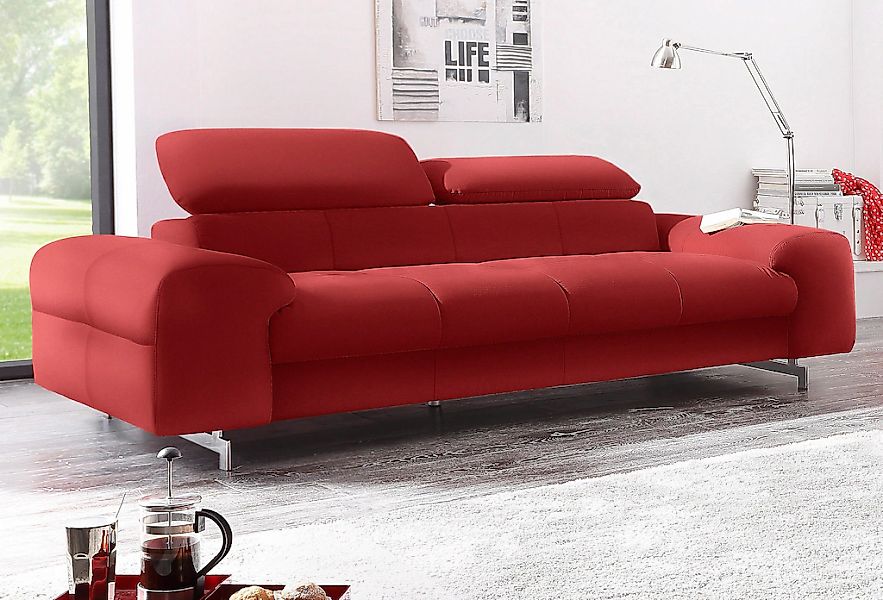 COTTA 3-Sitzer "Chef", Big-Sofa mit Kopfteilverstellung, edle Metallkufen günstig online kaufen