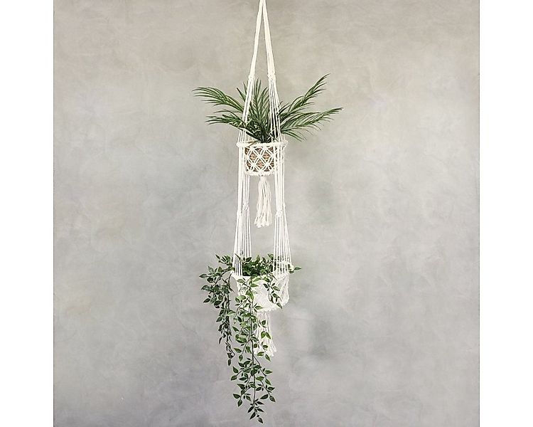 Oriental Galerie Wandbild Makramee hängende Blumenampel Topfhalter doppelt günstig online kaufen