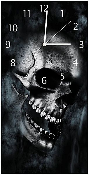 Wallario Wanduhr Rauchende Schädel (Glasuhr) günstig online kaufen