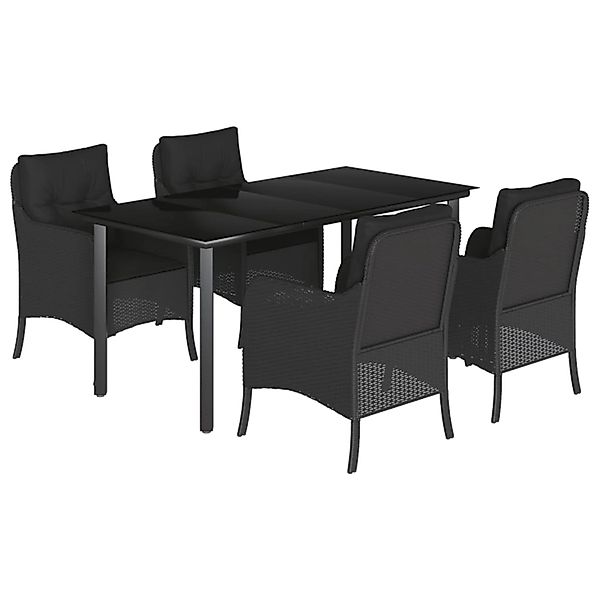 vidaXL 5-Tlg Garten-Essgruppe mit Kissen Schwarz Poly Rattan 3211930 günstig online kaufen