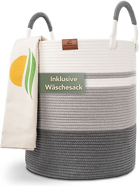 WIESEN.design Wäschekorb EMILIA Ø41xH46 cm 61L, Wäschekorb geflochten aus B günstig online kaufen